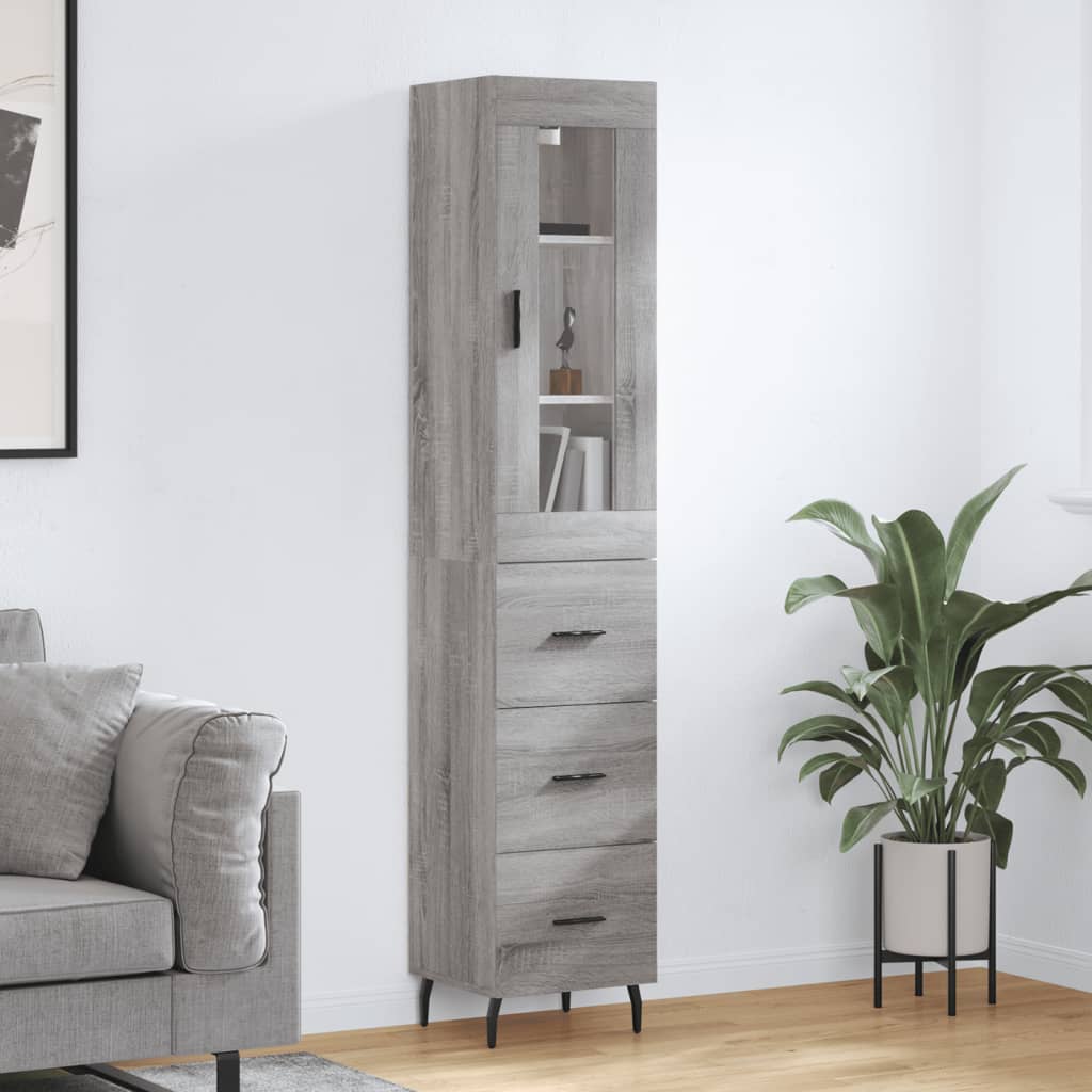 vidaXL Aparador alto madera contrachapada gris Sonoma 34,5x34x180 cm