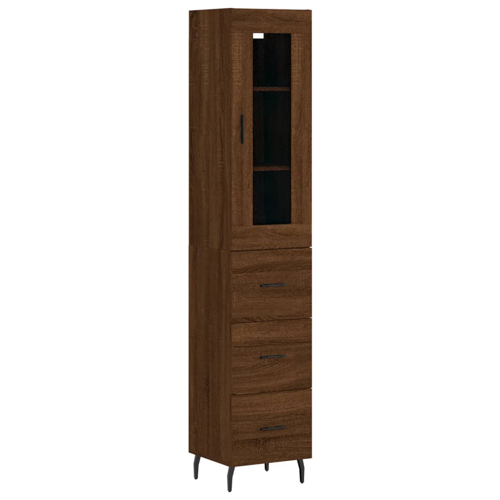 vidaXL Aparador alto madera contrachapada roble marrón 34,5x34x180 cm