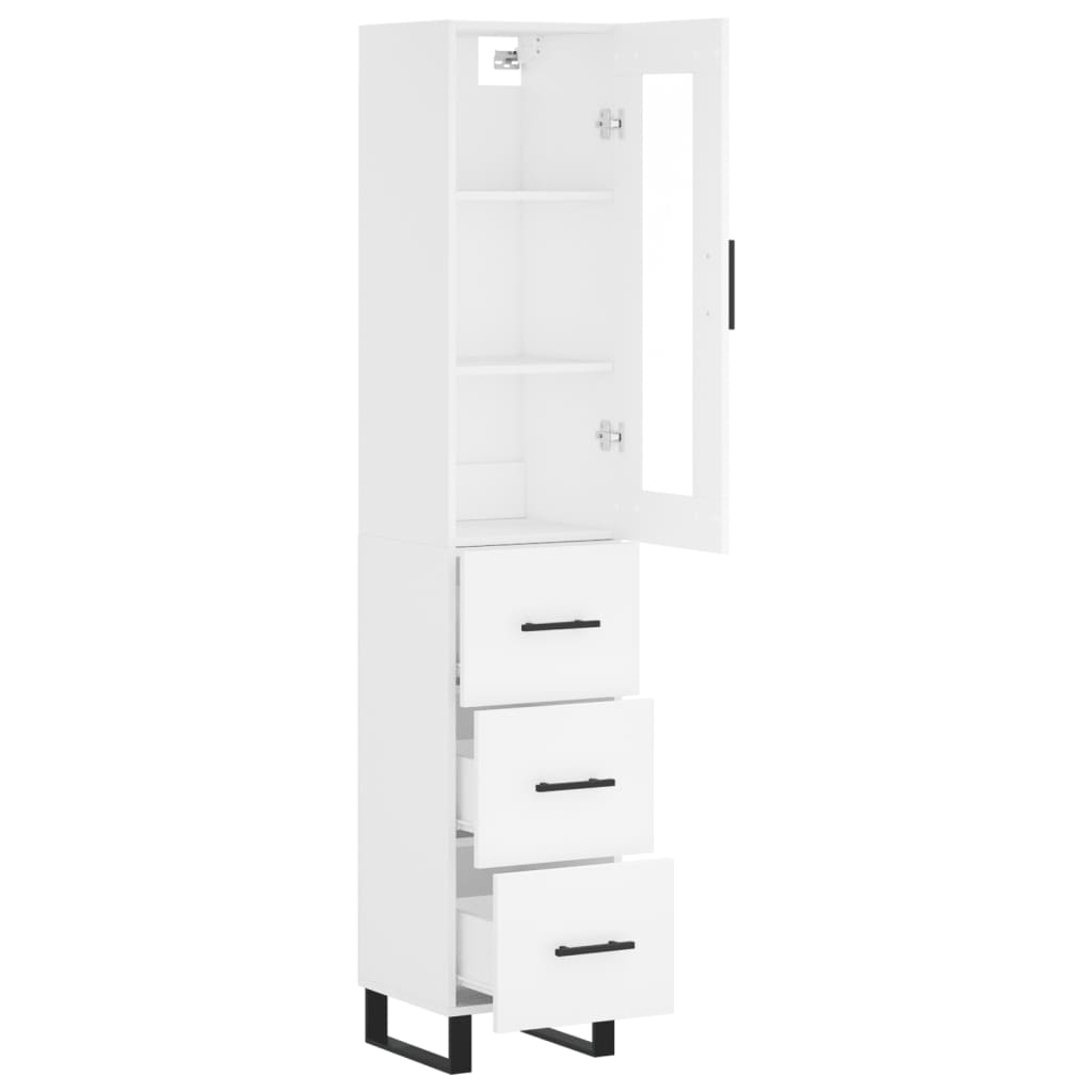 vidaXL Aparador alto madera contrachapada blanco 34,5x34x180 cm