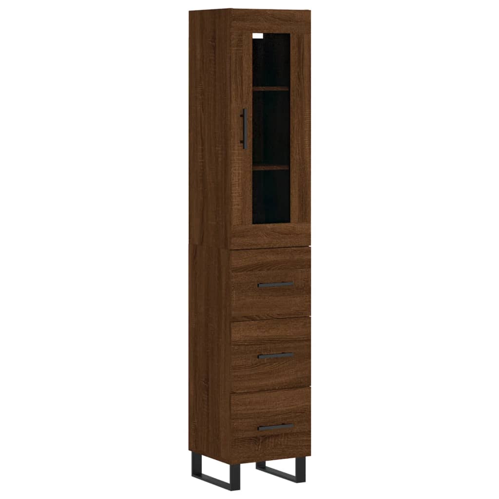 vidaXL Aparador alto madera contrachapada roble marrón 34,5x34x180 cm