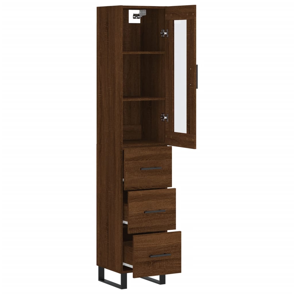 vidaXL Aparador alto madera contrachapada roble marrón 34,5x34x180 cm