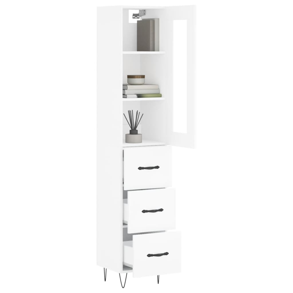 vidaXL Aparador alto madera contrachapada blanco 34,5x34x180 cm