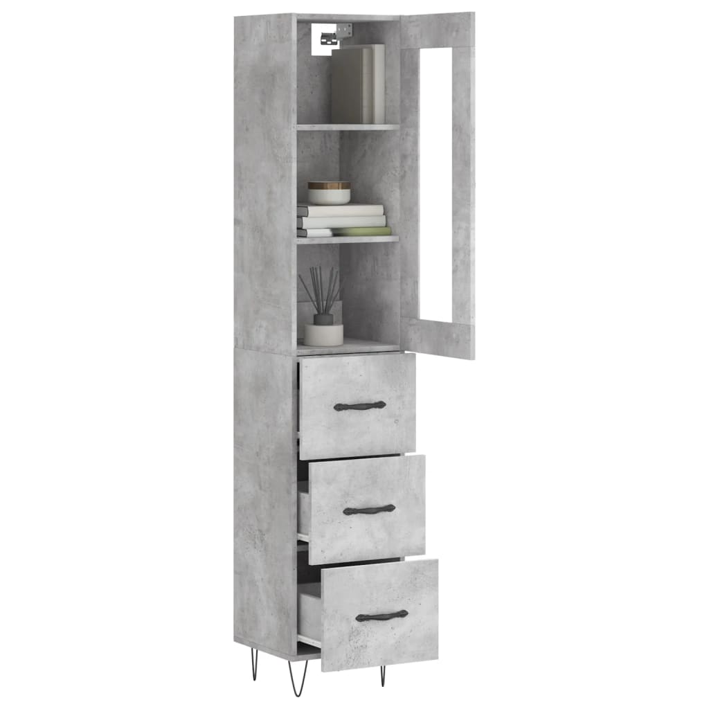 vidaXL Aparador de madera contrachapada gris hormigón 34,5x34x180 cm