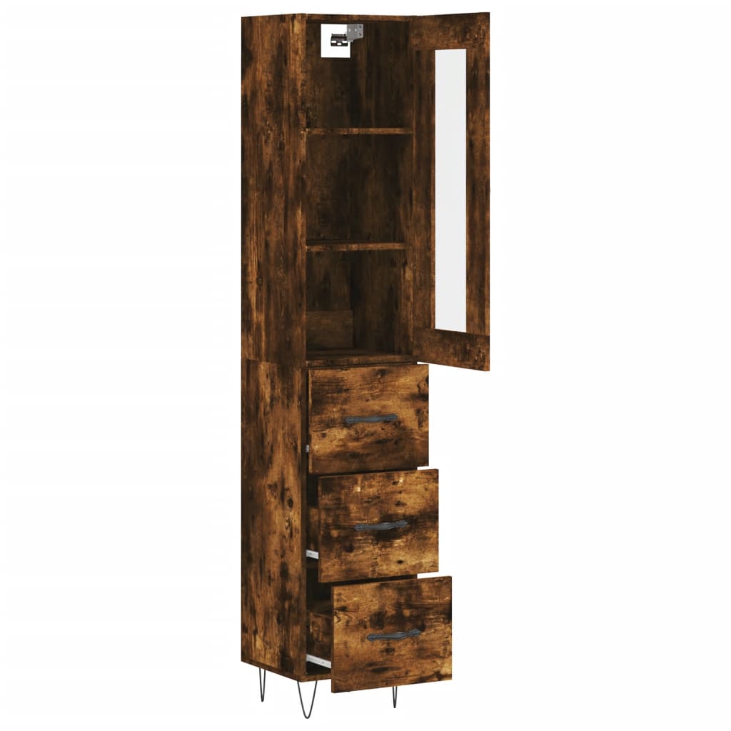 vidaXL Aparador de madera contrachapada roble ahumado 34,5x34x180 cm