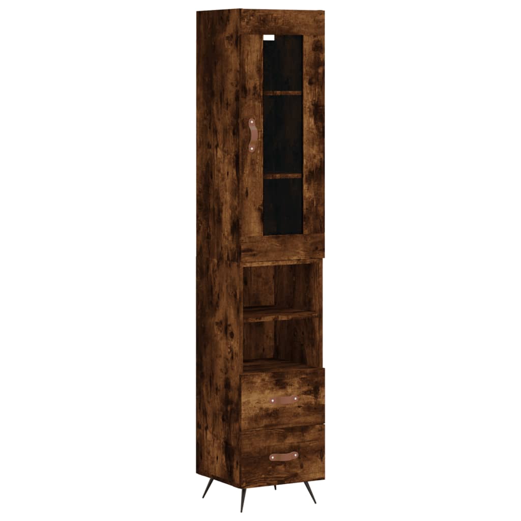 vidaXL Aparador de madera contrachapada roble ahumado 34,5x34x180 cm