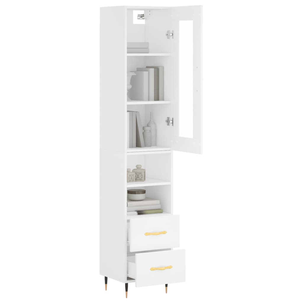 vidaXL Aparador alto madera contrachapada blanco 34,5x34x180 cm