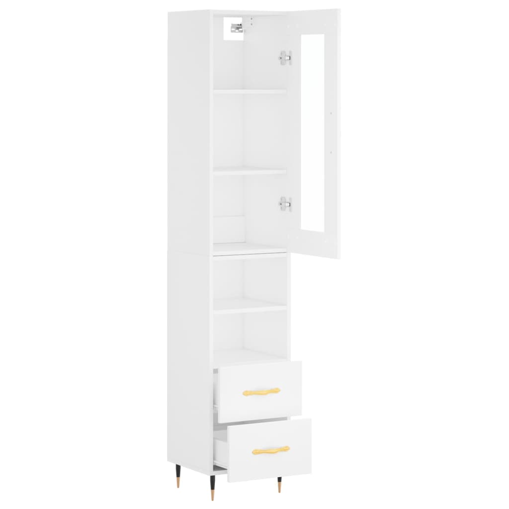 vidaXL Aparador alto madera contrachapada blanco 34,5x34x180 cm