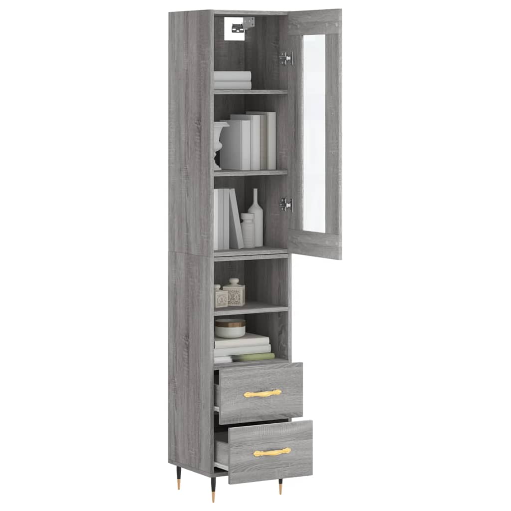 vidaXL Aparador alto madera contrachapada gris Sonoma 34,5x34x180 cm