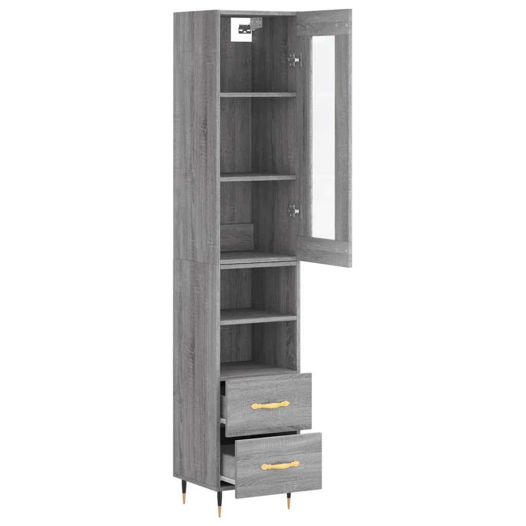 vidaXL Aparador alto madera contrachapada gris Sonoma 34,5x34x180 cm