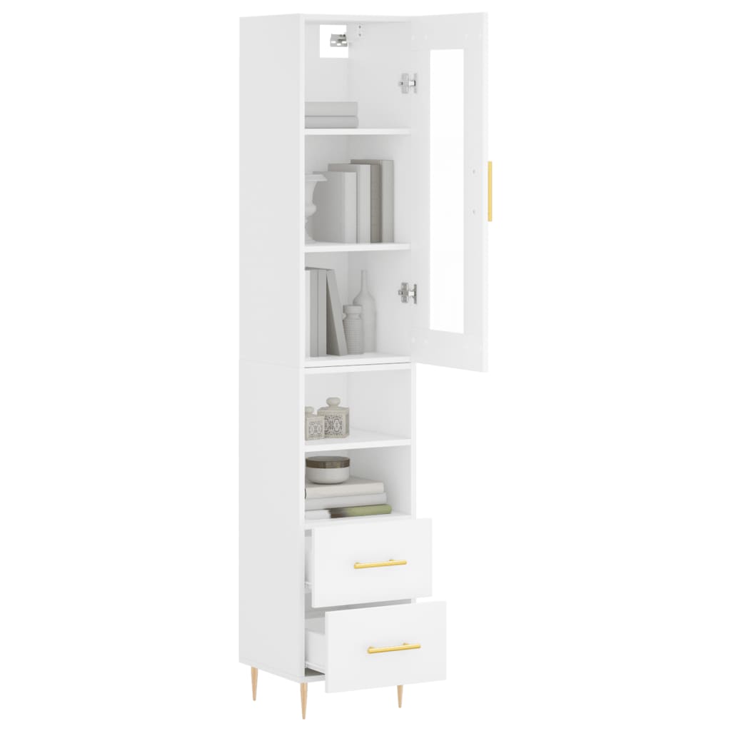 vidaXL Aparador alto madera contrachapada blanco 34,5x34x180 cm