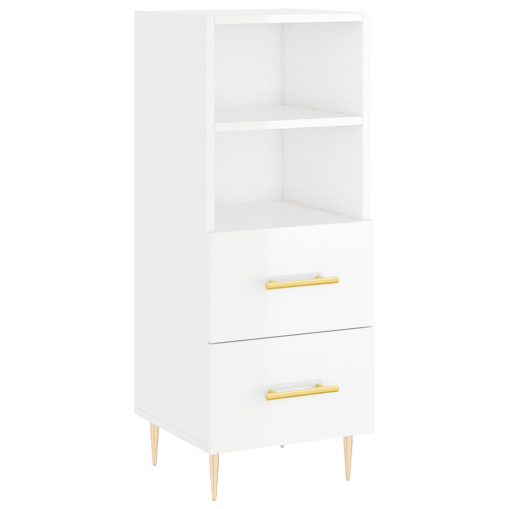 vidaXL Aparador alto madera contrachapada blanco brillo 34,5x34x180 cm