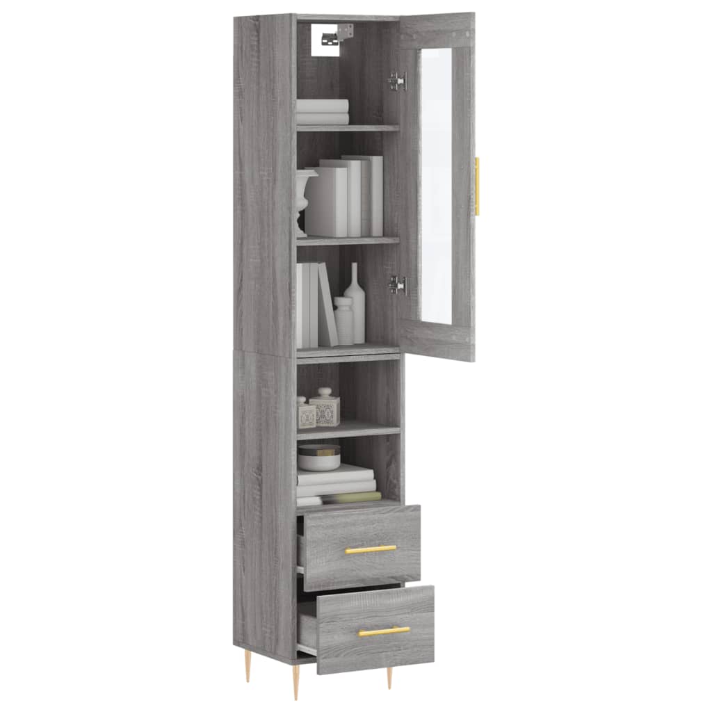 vidaXL Aparador alto madera contrachapada gris Sonoma 34,5x34x180 cm