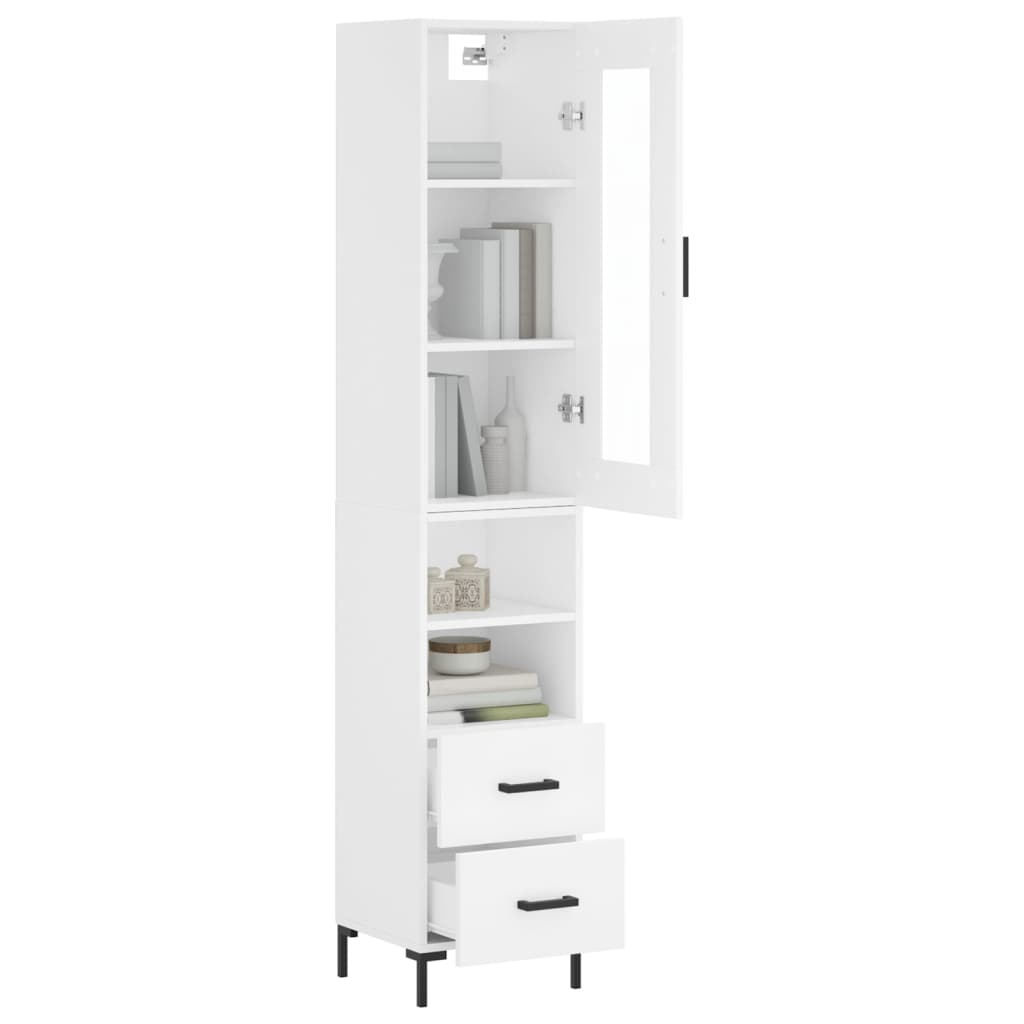 vidaXL Aparador alto madera contrachapada blanco 34,5x34x180 cm