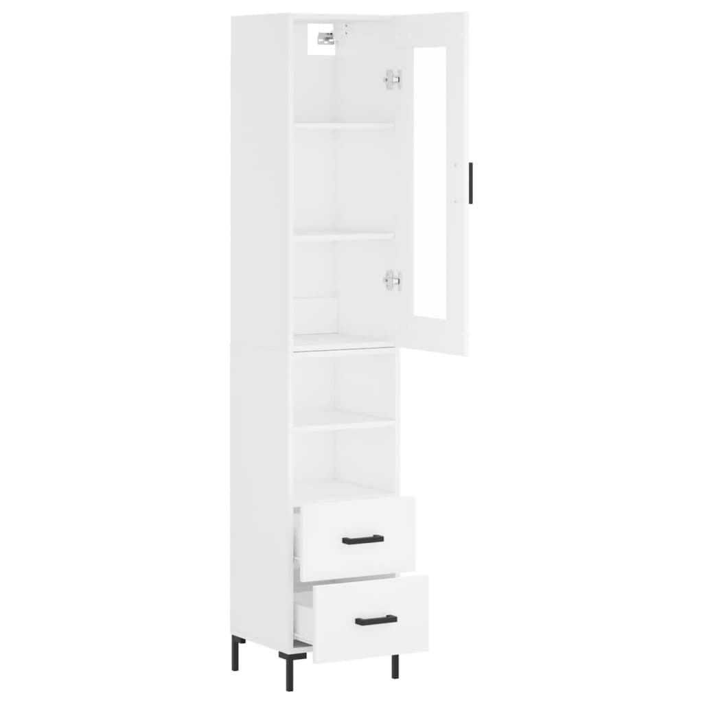 vidaXL Aparador alto madera contrachapada blanco 34,5x34x180 cm