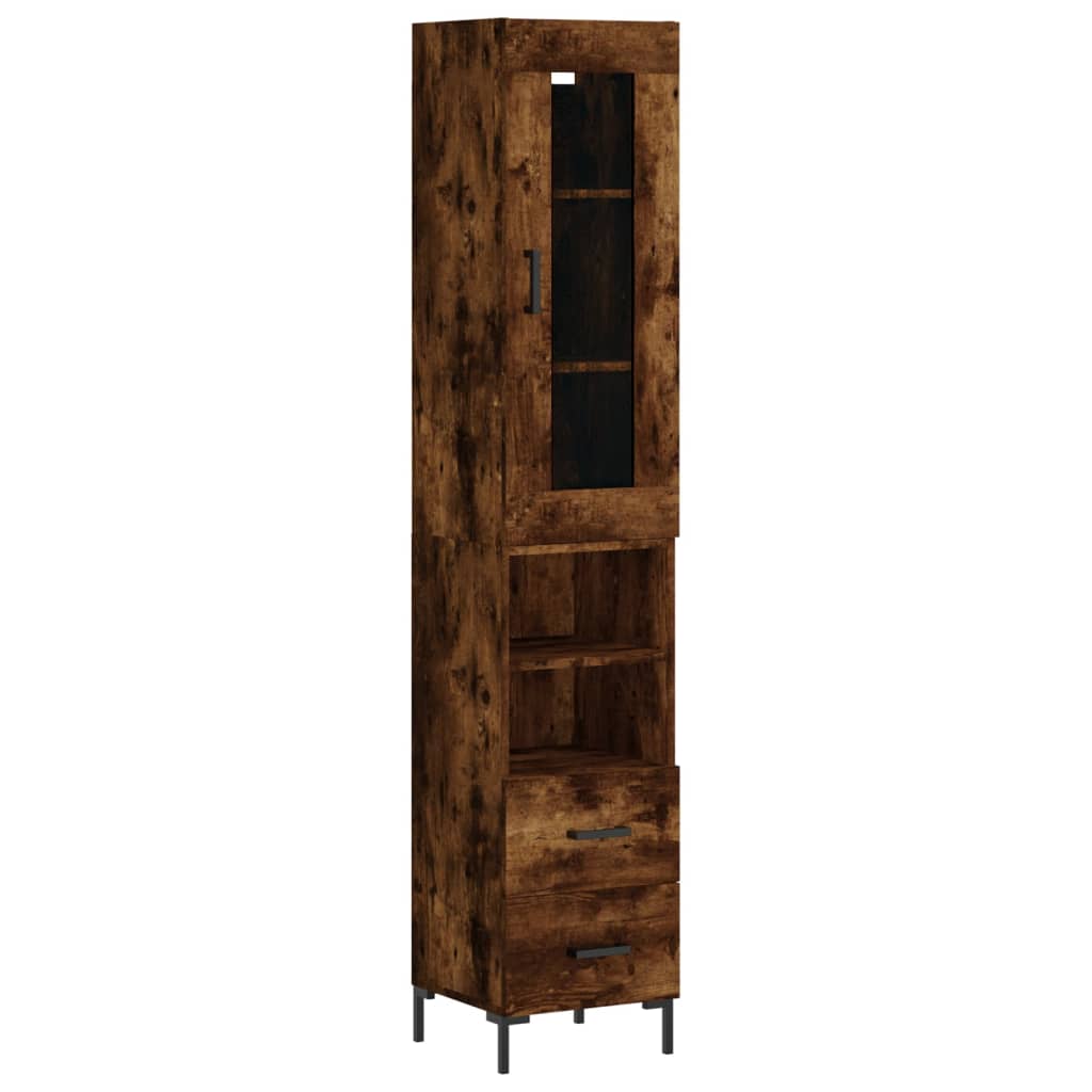 vidaXL Aparador de madera contrachapada roble ahumado 34,5x34x180 cm