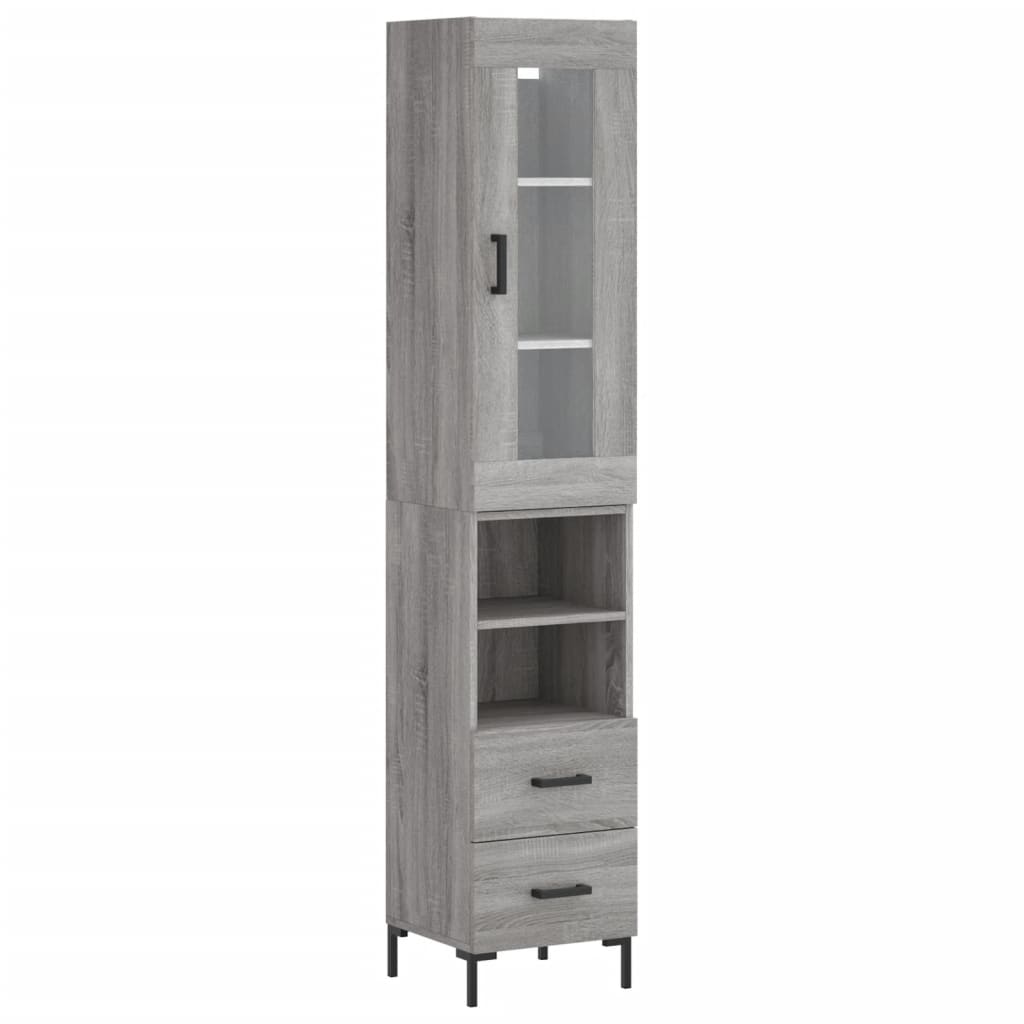 vidaXL Aparador alto madera contrachapada gris Sonoma 34,5x34x180 cm