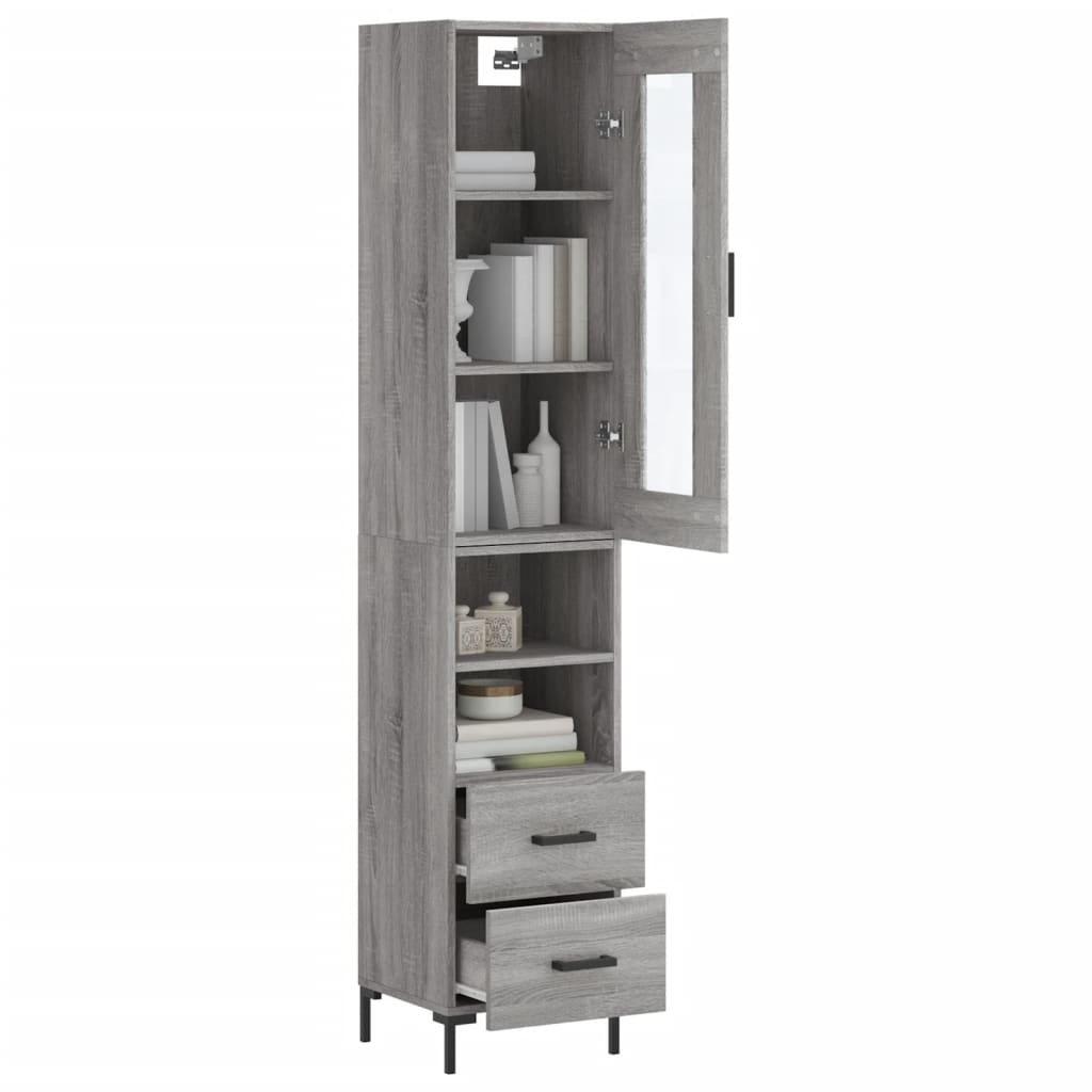 vidaXL Aparador alto madera contrachapada gris Sonoma 34,5x34x180 cm