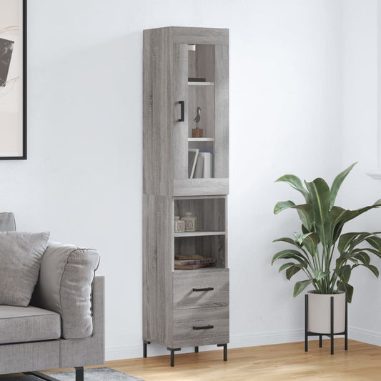 vidaXL Aparador alto madera contrachapada gris Sonoma 34,5x34x180 cm