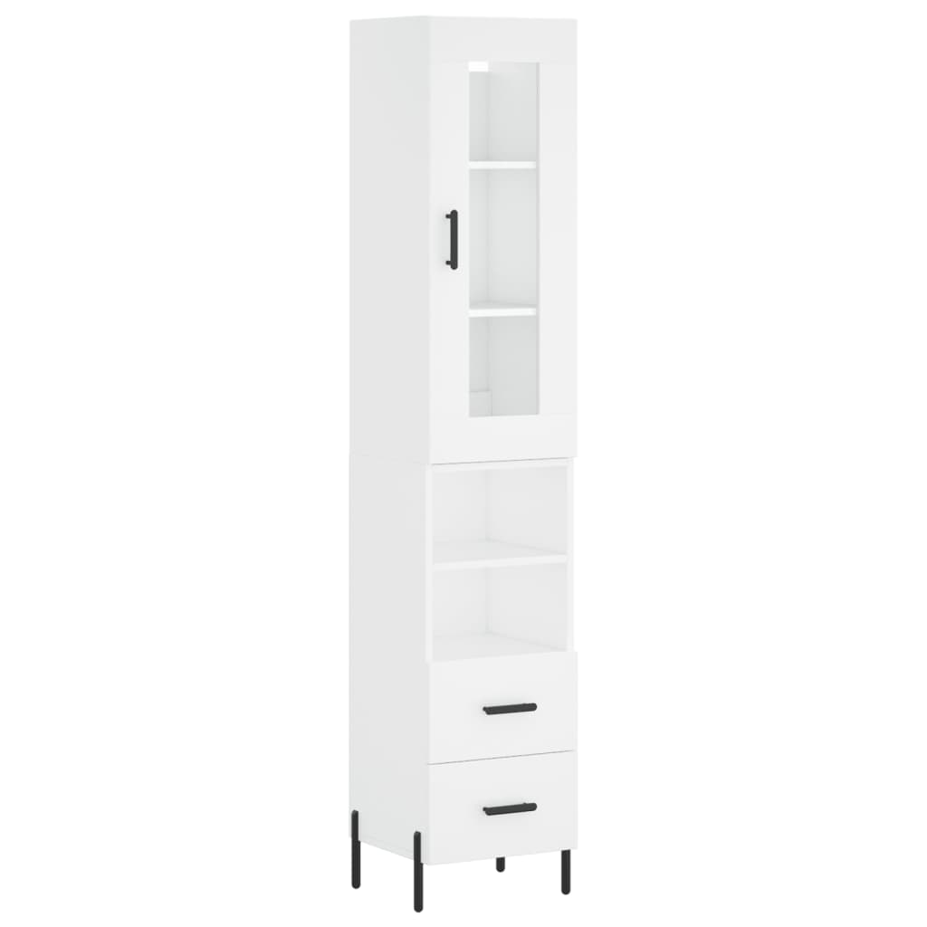 vidaXL Aparador alto madera contrachapada blanco 34,5x34x180 cm