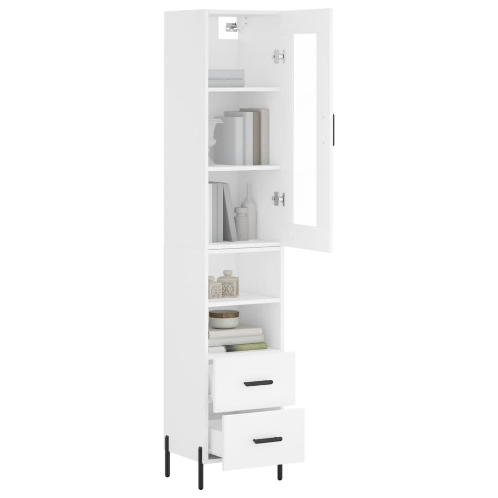 vidaXL Aparador alto madera contrachapada blanco 34,5x34x180 cm