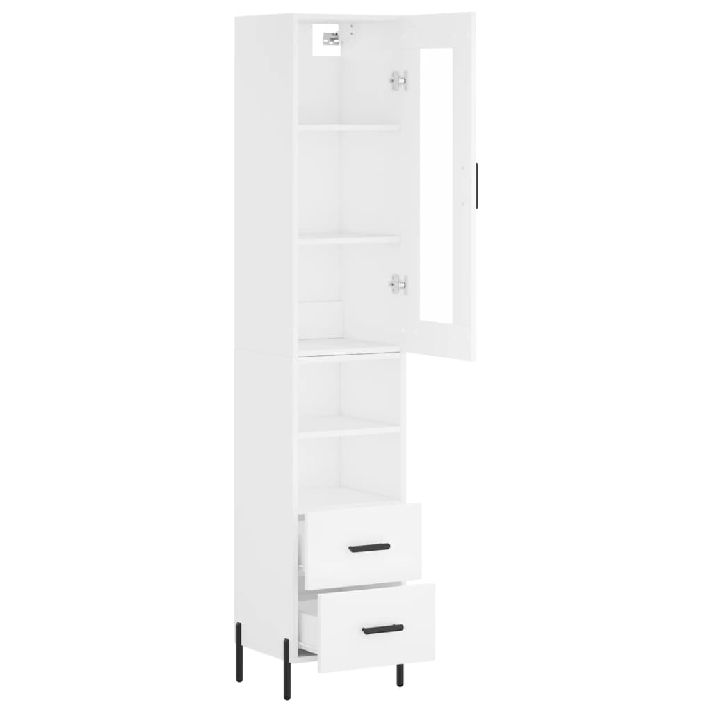 vidaXL Aparador alto madera contrachapada blanco 34,5x34x180 cm