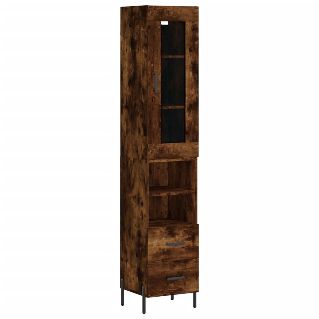 vidaXL Aparador de madera contrachapada roble ahumado 34,5x34x180 cm