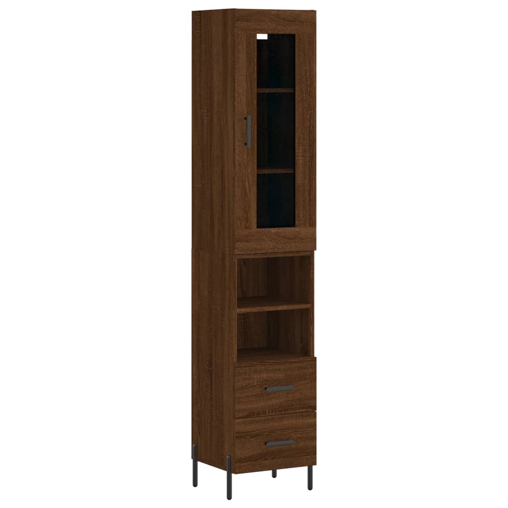 vidaXL Aparador alto madera contrachapada roble marrón 34,5x34x180 cm