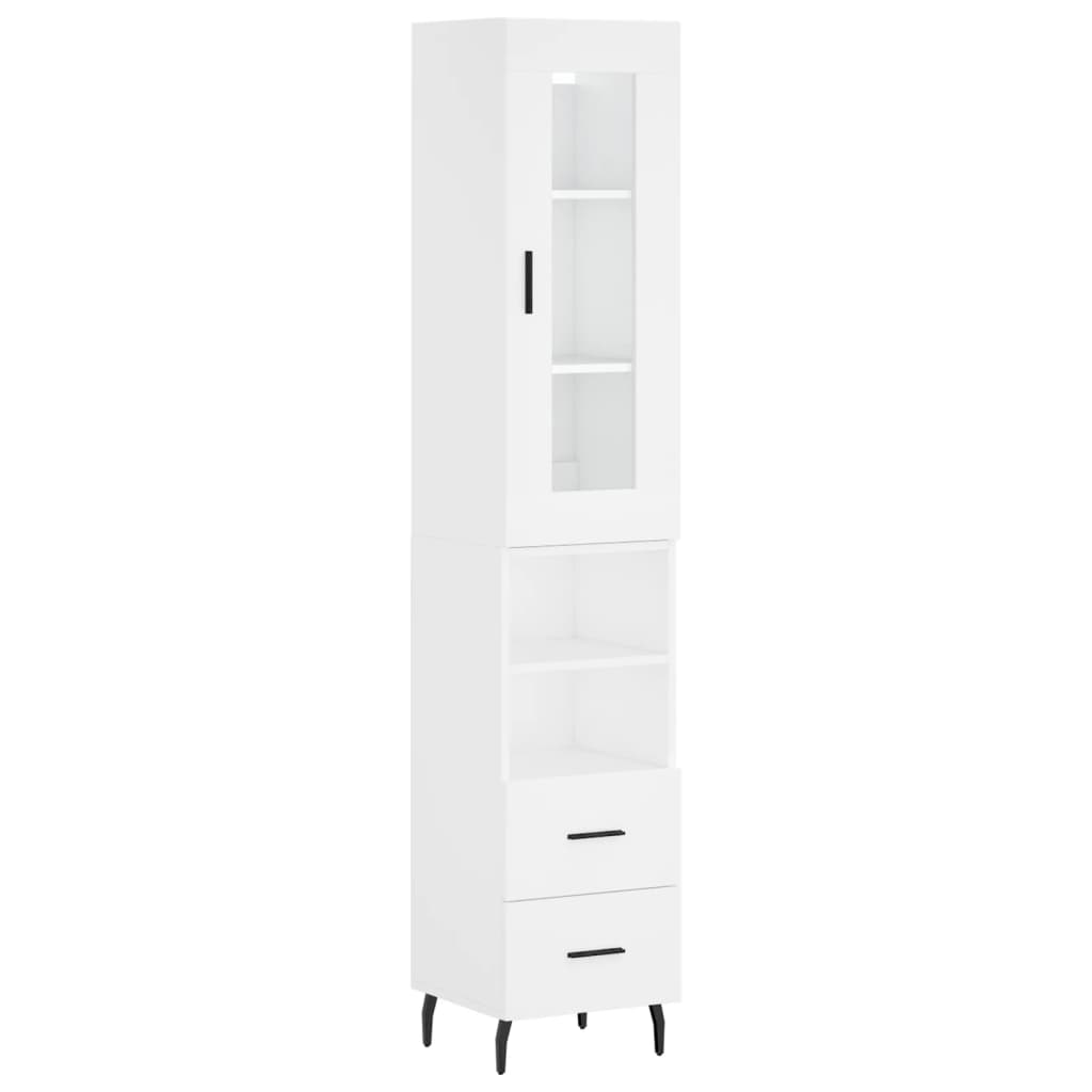 vidaXL Aparador alto madera contrachapada blanco 34,5x34x180 cm