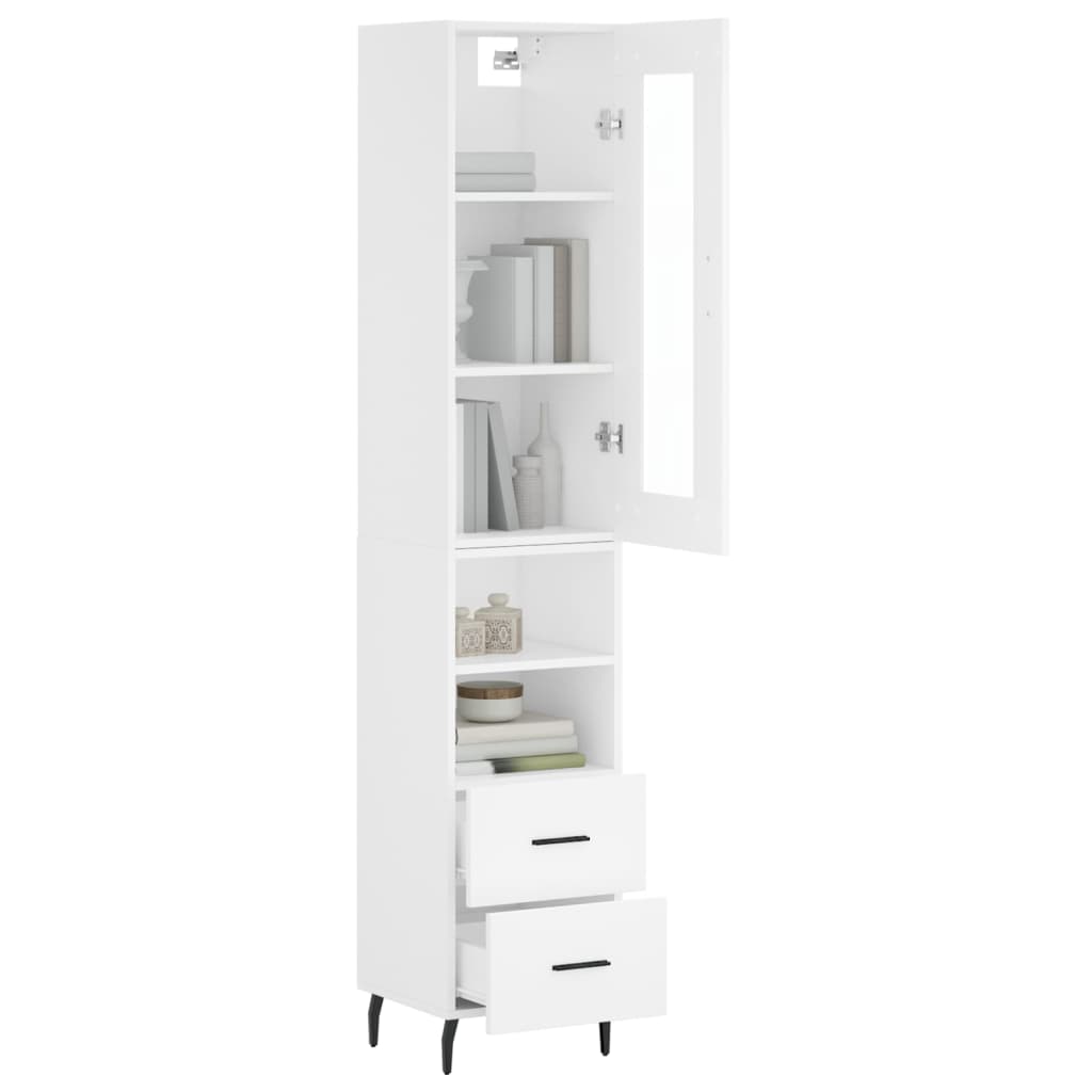 vidaXL Aparador alto madera contrachapada blanco 34,5x34x180 cm