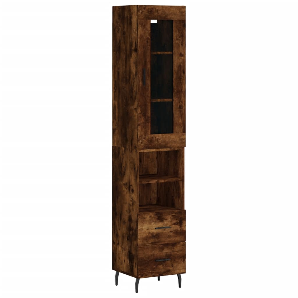 vidaXL Aparador de madera contrachapada roble ahumado 34,5x34x180 cm