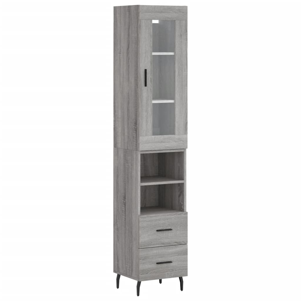 vidaXL Aparador alto madera contrachapada gris Sonoma 34,5x34x180 cm