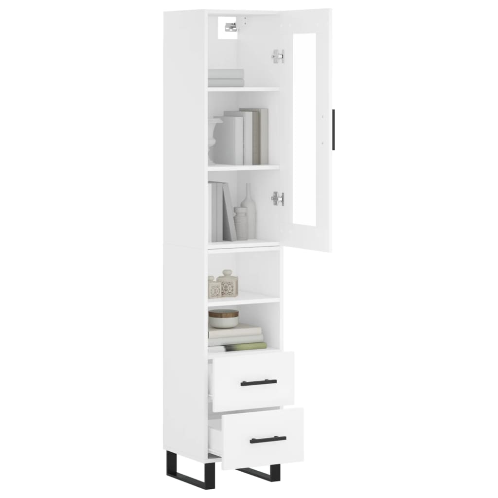 vidaXL Aparador alto madera contrachapada blanco 34,5x34x180 cm