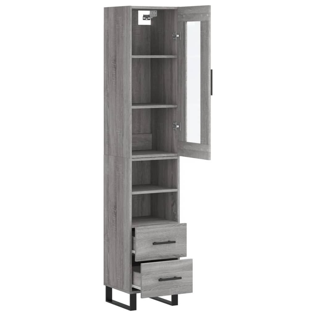 vidaXL Aparador alto madera contrachapada gris Sonoma 34,5x34x180 cm