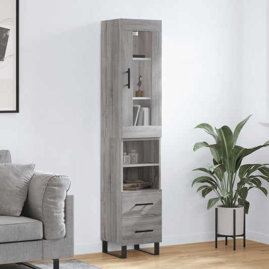 vidaXL Aparador alto madera contrachapada gris Sonoma 34,5x34x180 cm