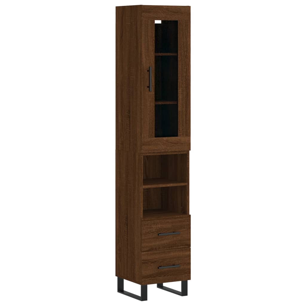 vidaXL Aparador alto madera contrachapada roble marrón 34,5x34x180 cm