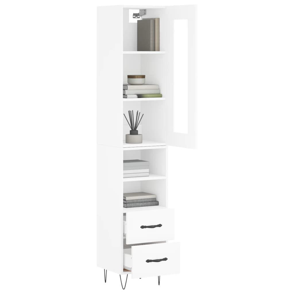 vidaXL Aparador alto madera contrachapada blanco 34,5x34x180 cm