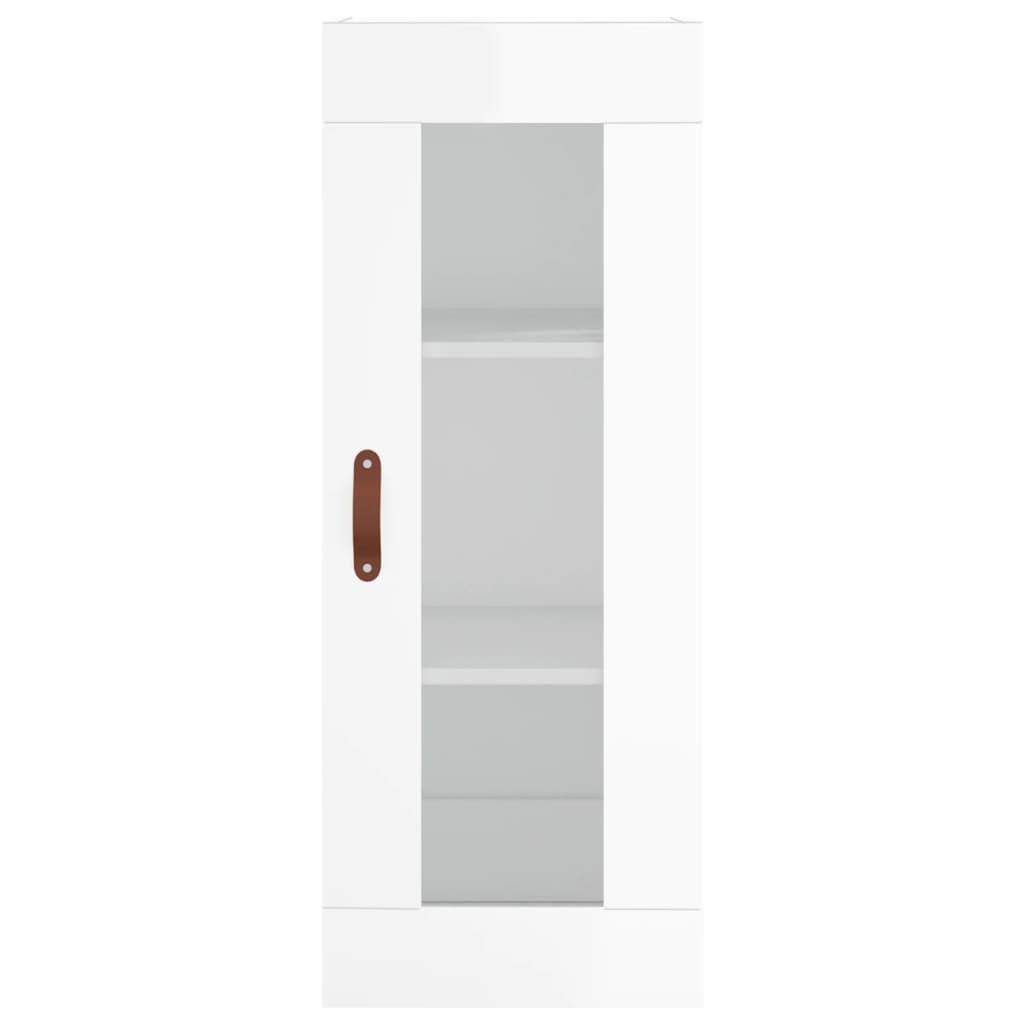 vidaXL Aparador alto madera contrachapada blanco brillo 34,5x34x180 cm