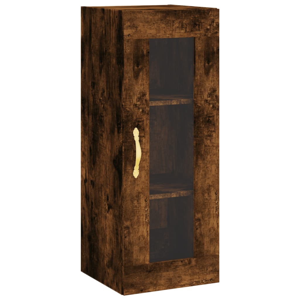 vidaXL Aparador de madera contrachapada roble ahumado 34,5x34x180 cm