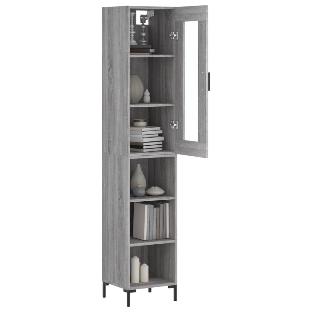 vidaXL Aparador alto madera contrachapada gris Sonoma 34,5x34x180 cm