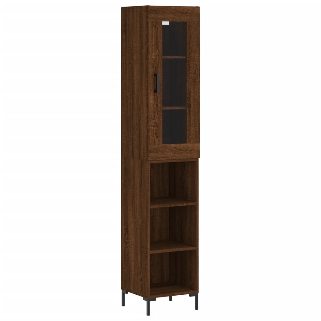 vidaXL Aparador alto madera contrachapada roble marrón 34,5x34x180 cm