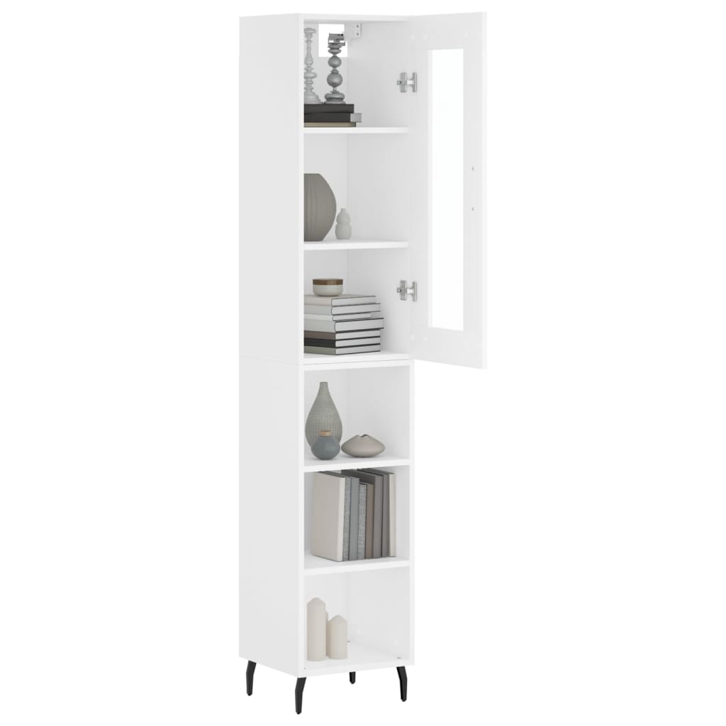 vidaXL Aparador alto madera contrachapada blanco 34,5x34x180 cm