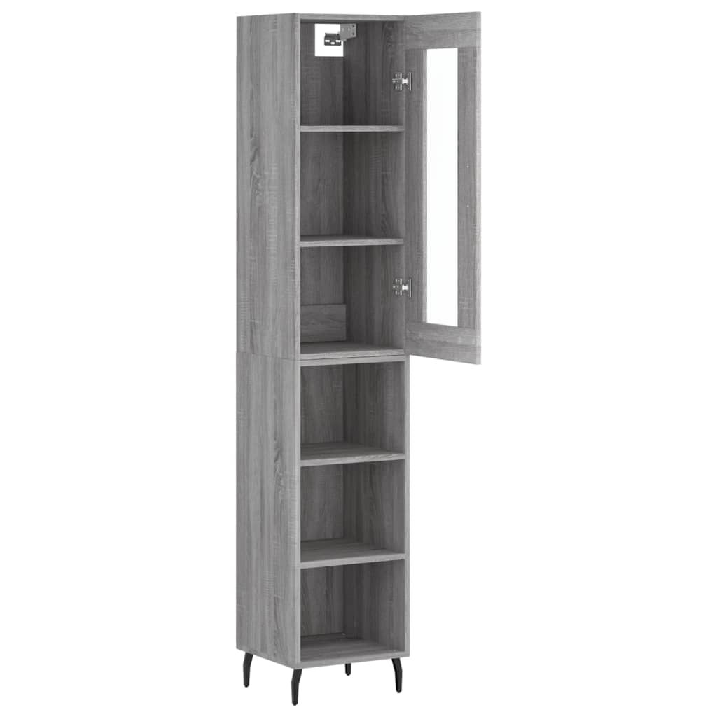 vidaXL Aparador alto madera contrachapada gris Sonoma 34,5x34x180 cm