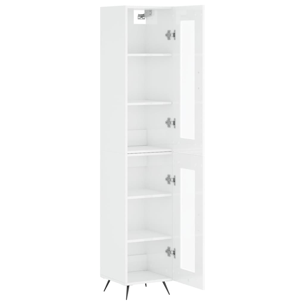 vidaXL Aparador alto madera contrachapada blanco brillo 34,5x34x180 cm