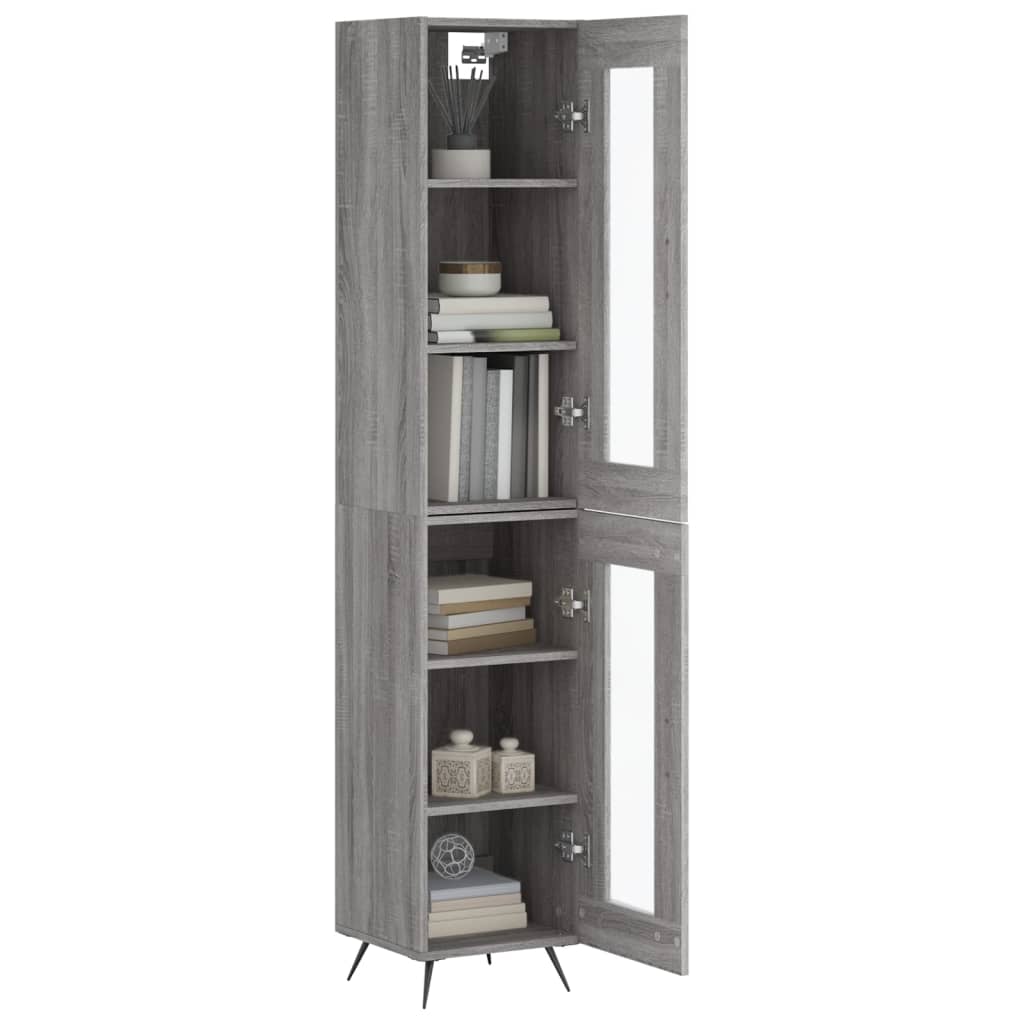 vidaXL Aparador alto madera contrachapada gris Sonoma 34,5x34x180 cm