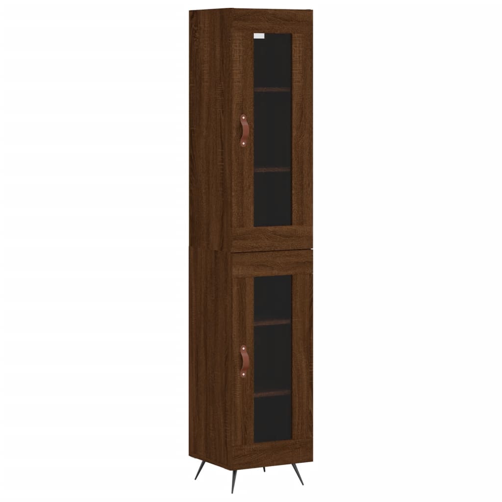 vidaXL Aparador alto madera contrachapada roble marrón 34,5x34x180 cm