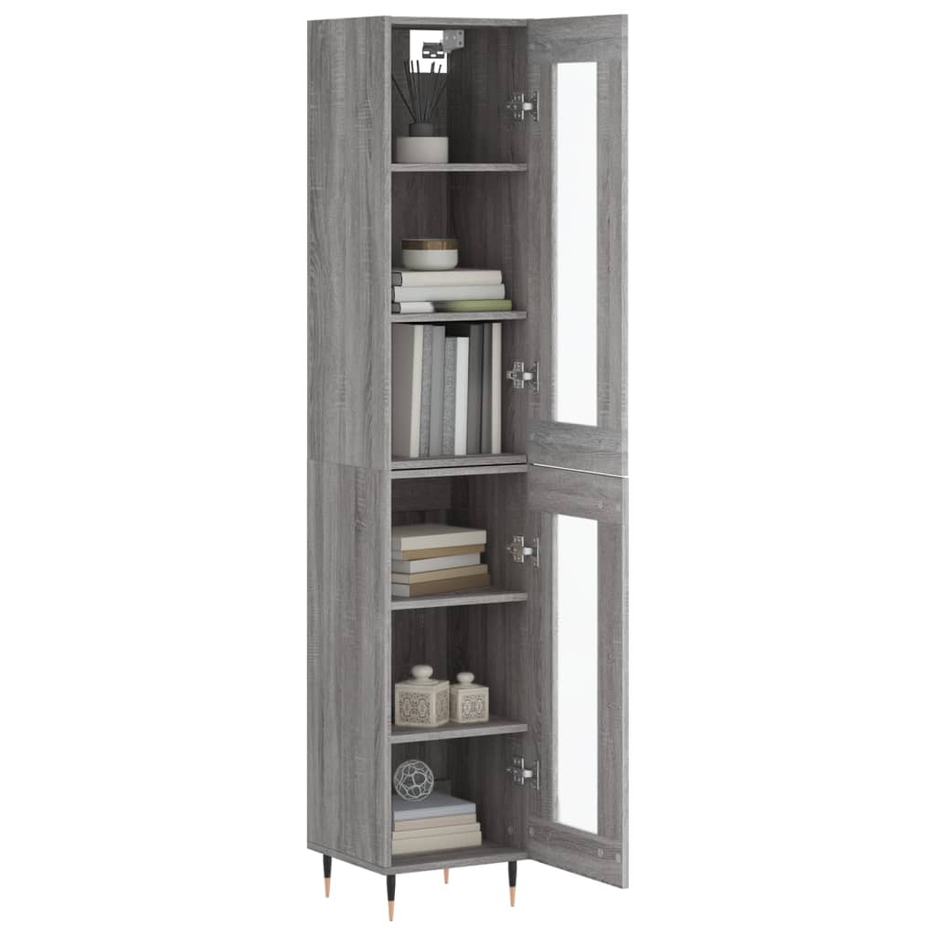 vidaXL Aparador alto madera contrachapada gris Sonoma 34,5x34x180 cm