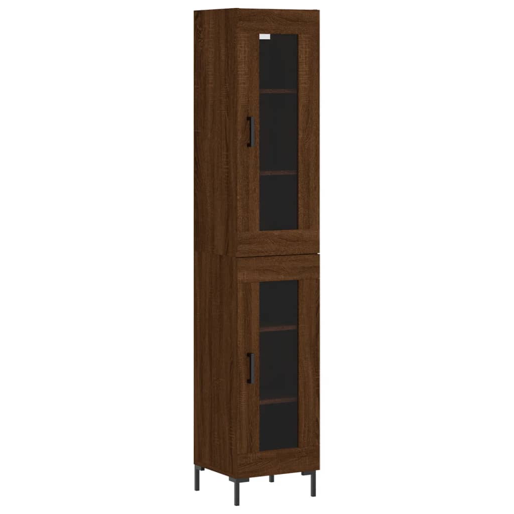 vidaXL Aparador alto madera contrachapada roble marrón 34,5x34x180 cm