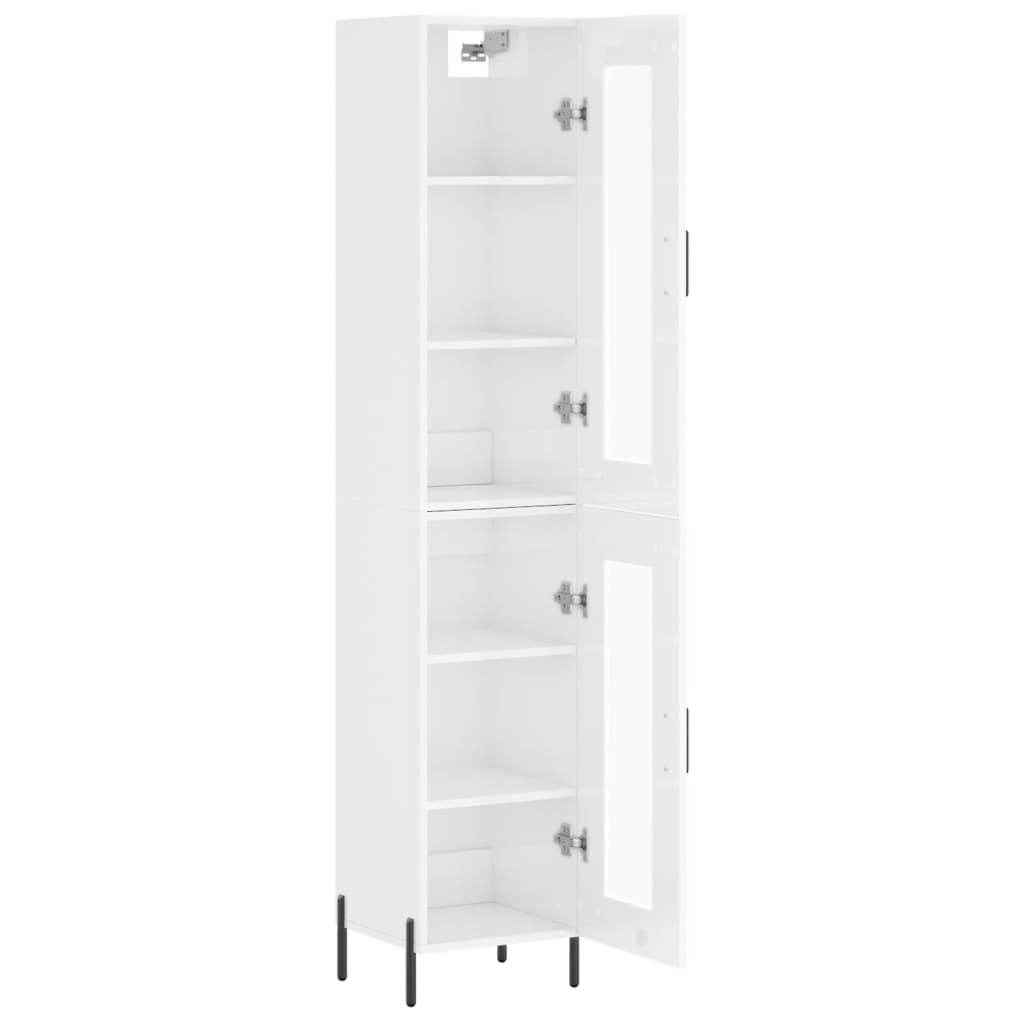 vidaXL Aparador alto madera contrachapada blanco brillo 34,5x34x180 cm