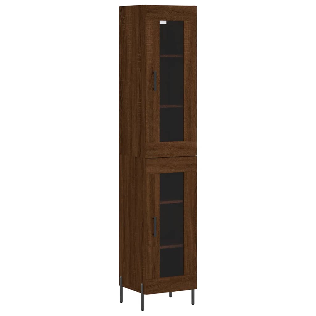 vidaXL Aparador alto madera contrachapada roble marrón 34,5x34x180 cm