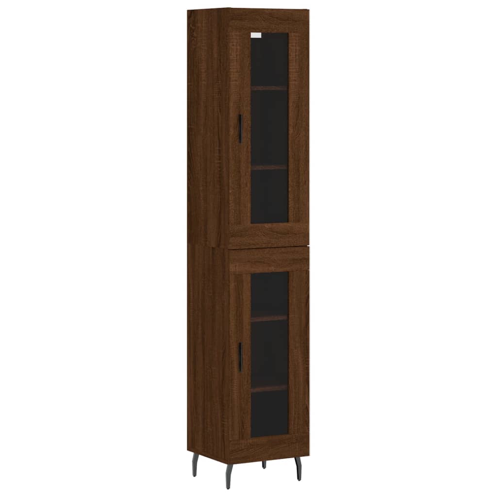 vidaXL Aparador alto madera contrachapada roble marrón 34,5x34x180 cm